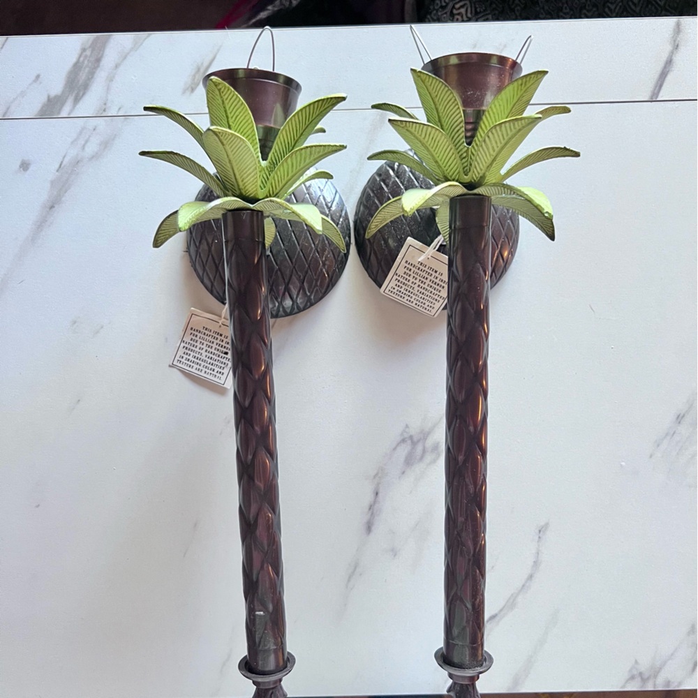 Palm Candlestick Sconces, Set of 2